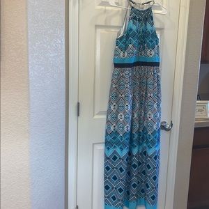 WHBM maxi dress with silver choker neckline